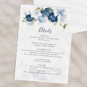 Elegante florale Wasserfarben Hochzeitdetails Begleitkarte