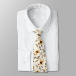 Elegante Florale Wasserfarben Neutrale Botanik Krawatte