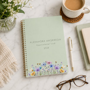 Elegante Florale Wasserfarben-Wildblumen Minimal  Planer