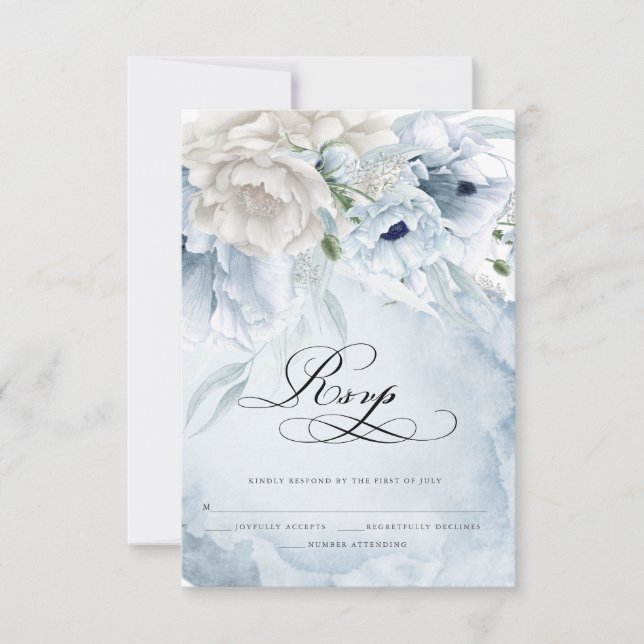 Elegante florale Wasserfarbenblauer Pfoten RSVP-Ka RSVP Karte (Vorderseite)