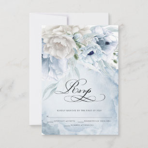 Elegante florale Wasserfarbenblauer Pfoten RSVP-Ka RSVP Karte