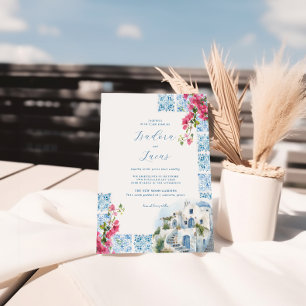Elegante florale Wasserfarbenfliesen Griechische Einladung