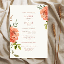 Elegante florale Wasserfarbenhochzeit Einladung