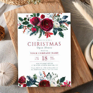 Elegante florale Weihnachtsfeier im Unternehmen Einladung