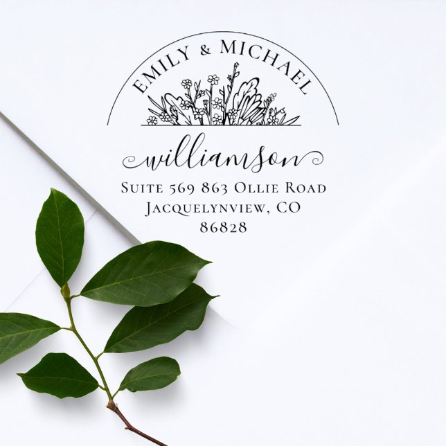 Elegante florale Whimsical Wedding Rücksendeadress Gummistempel (Von Creator hochgeladen)