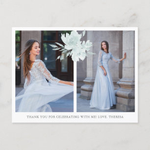 Elegante Florale Zwei-Foto-Quinceanera-Dankeschön- Postkarte