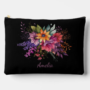 Elegante Florals auf schwarz Zubehörtasche