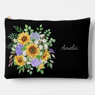 Elegante Florals auf schwarz Zubehörtasche