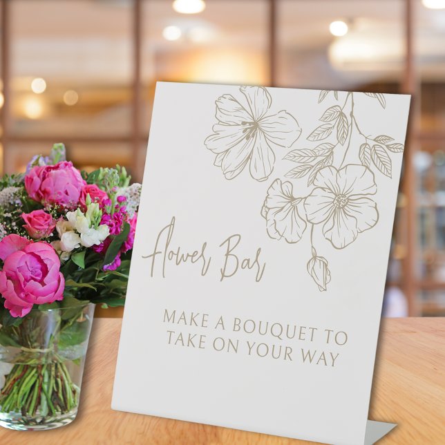 Élégante Flore Or Faire Un Bouquet Panneau Pedesta (Elegant Gold Floral Make A Bouquet Pedestal Sign
)