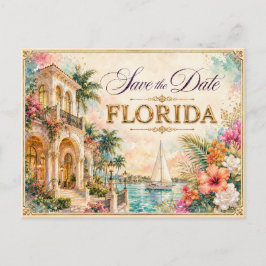 Elegante Florida Save-the-Date-Hochzeits-Einladung Postkarte