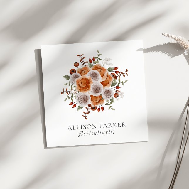 Elegante Florist Floriculturist Business Card Quadratische Visitenkarte (Von Creator hochgeladen)