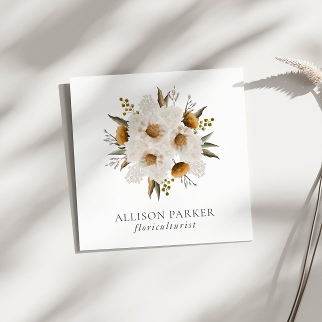 Elegante Florist Floriculturist Business Card Quadratische Visitenkarte (Von Creator hochgeladen)