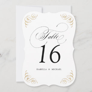 Elegante Flosskalligrafie Hochzeit Tischnummer