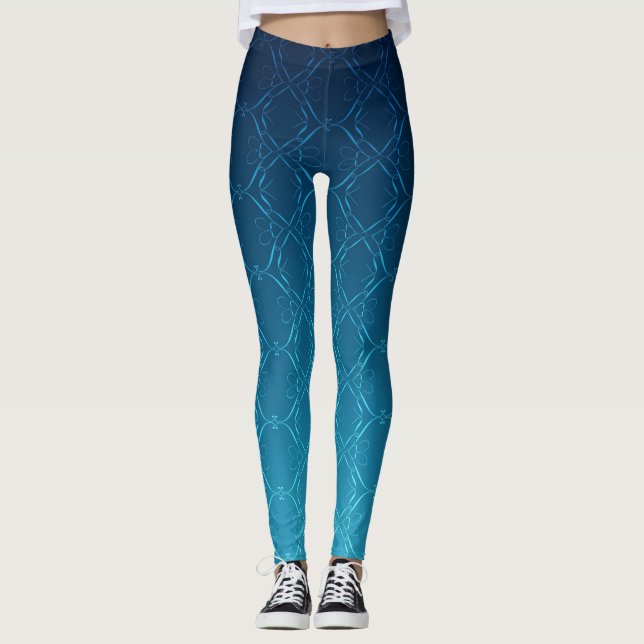 Elegante Flugrouten auf Blue Ombre Leggings (Vorderseite)