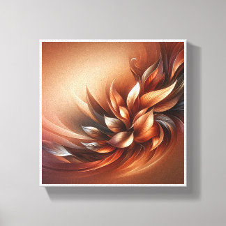 Elegante Fluid Leaf Abstract - Warmes Terrakotta u Leinwanddruck