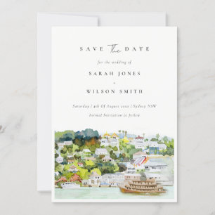 Elegante Flusskreuzfahrt Landschaft Aquarell Save The Date