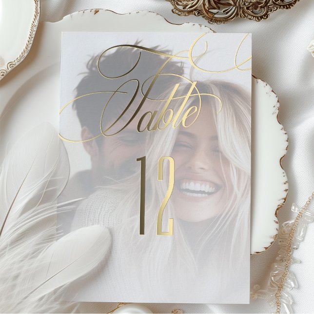 Elegante Foil Calligraphy Wedding Tischnummer (Von Creator hochgeladen)