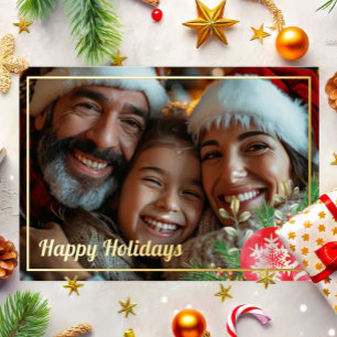 Elegante Foil Happy Holidays Weihnachtsfamilie Folieneinladung