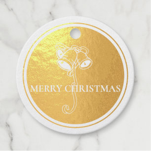 Elegante Foil "MERRY CHRISTMAS" mit Bells Holiday Geschenkanhänger