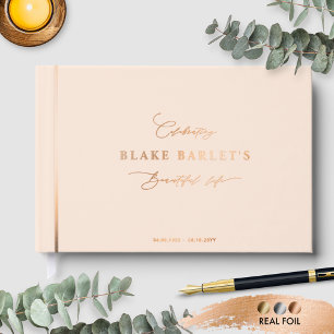 Elegante Foil, Peach Beerdigung / Life Celebration Gästebuch