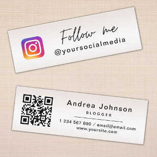 Elegante Folgen Sie mir Instagram & QR Code Social Mini Visitenkarte