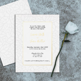Elegante Foliage & Gold Akzente Hochzeitseinladung Folie Einladungspostkarte