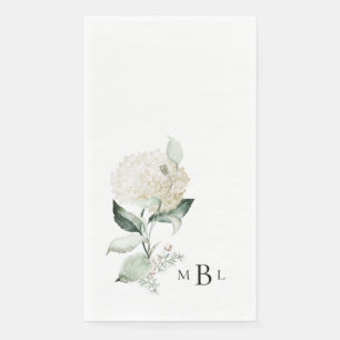 Elegante Foliage & Hydrangea Monogram Wedding Serviette
