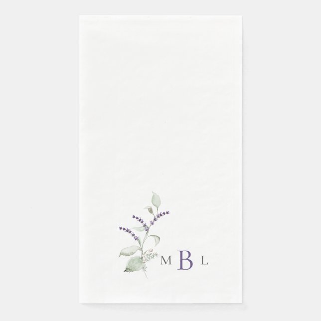Elegante Foliage Lavender Monogram Wedding Serviette (Vorderseite)