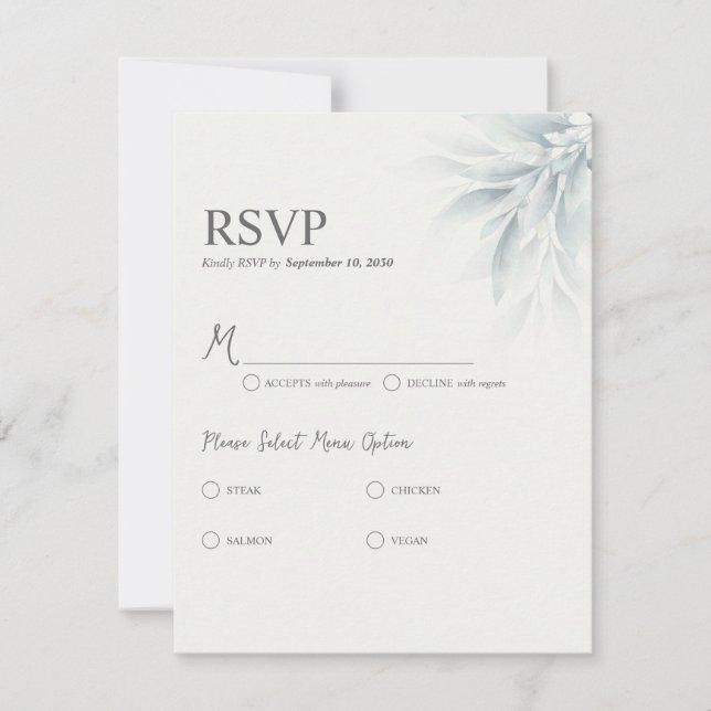 Elegante Foliage Modern RSVP Karte (Vorderseite)