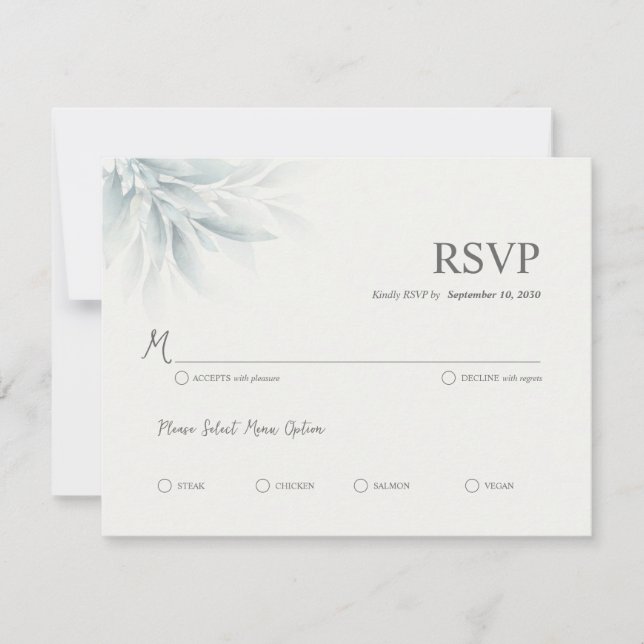 Elegante Foliage Modern RSVP Karte (Vorderseite)
