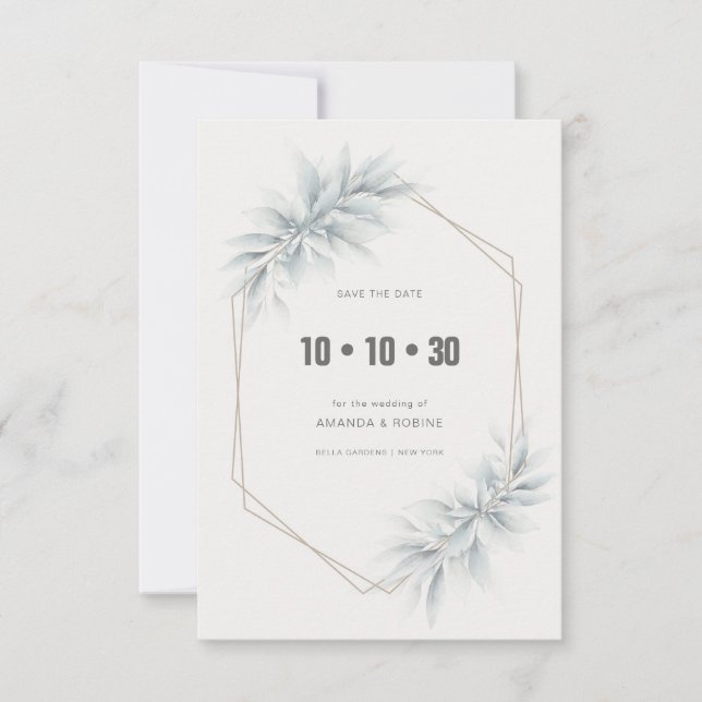Elegante Foliage Modern Save The Date (Vorderseite)