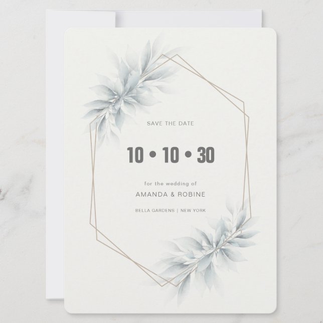 Elegante Foliage Modern Save The Date (Vorderseite)