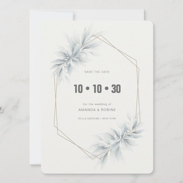 Elegante Foliage Modern Save The Date (Vorderseite)
