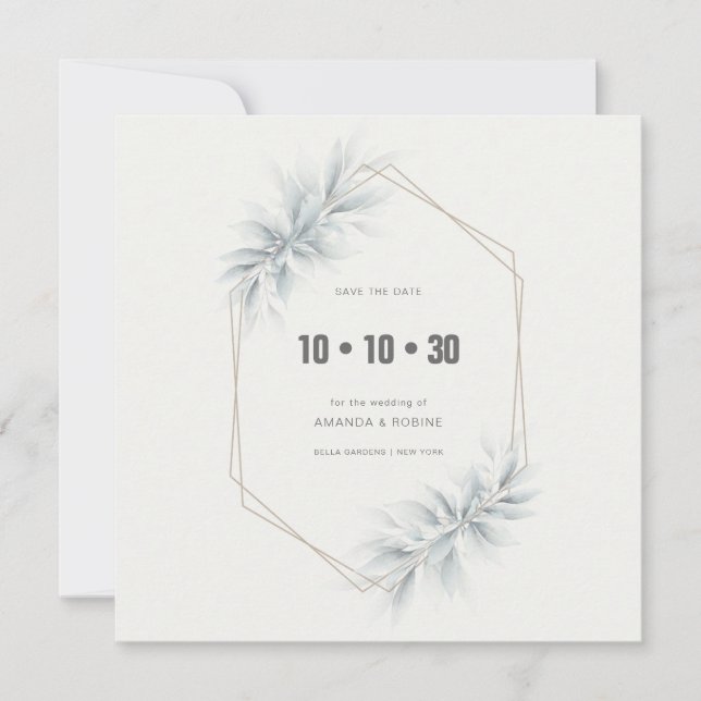 Elegante Foliage Modern Save The Date (Vorderseite)