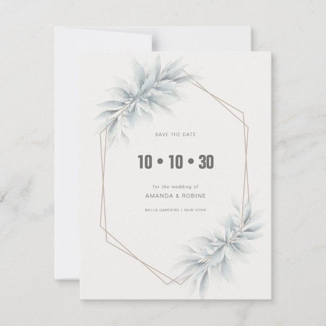 Elegante Foliage Modern Save The Date (Vorderseite)