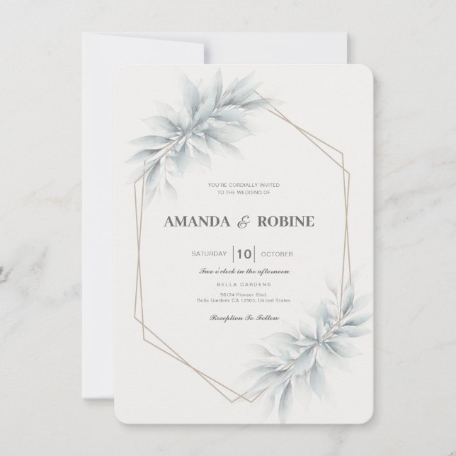 Elegante Foliage Moderne Hochzeit Einladung (Vorderseite)