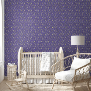Elegante Foliage & Wirbel Chic Classy Lila & Gold Tapete