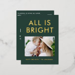 Elegante Folie 1 Foto Moderne Folie Postkarte<br><div class="desc">grün und Folie 1 Foto Collage Moderne lustige Familienjubiläen Post Card Design.</div>