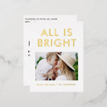 Elegante Folie 1 Foto Moderne Folie Postkarte<br><div class="desc">Schwarz-weiß und Folie 1 Foto Collage Moderne lustige Familienweihnachtsauftritte Postkartendesign.</div>