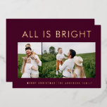 Elegante Folie 2 Foto Moderne Folie Ferienkarte Folien Feiertagskarte<br><div class="desc">Rot und Folie 2 Foto Collage Moderne lustige FamilienWeihnachtskarten Design.</div>