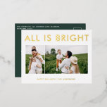 Elegante Folie 2 Foto Moderne Folie Postkarte<br><div class="desc">Grün weiß und Folie 2 Foto Collage Moderne lustige Familiennachrichten Postkartendesign.</div>