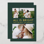 Elegante Folie 3 Foto Moderne Folie Ferienkarte Folien Feiertagskarte<br><div class="desc">Green und Folie 3 Foto Collage Moderne lustige FamilienWeihnachtskarten Design.</div>