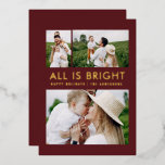 Elegante Folie 3 Foto Moderne Folie Ferienkarte Folien Feiertagskarte<br><div class="desc">Rot-Weiß und Folie 3 Foto Collage Moderne lustige FamilienWeihnachtskarten Design.</div>