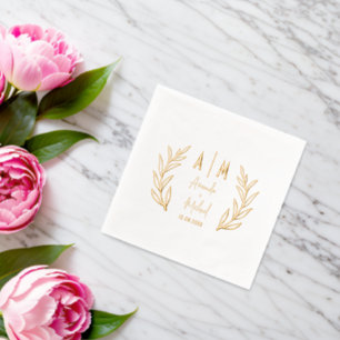 Elegante Foliengeprägte Servietten mit Monogrammen Folie