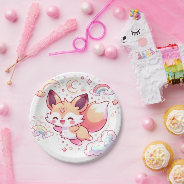 Elegante Forest Fox Babydusche Pappteller (Party)
