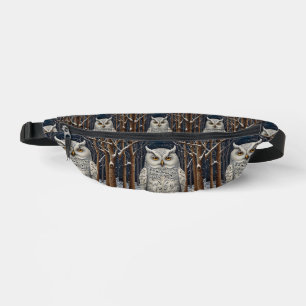 Élégante forêt d'hiver de chouette blanche boho