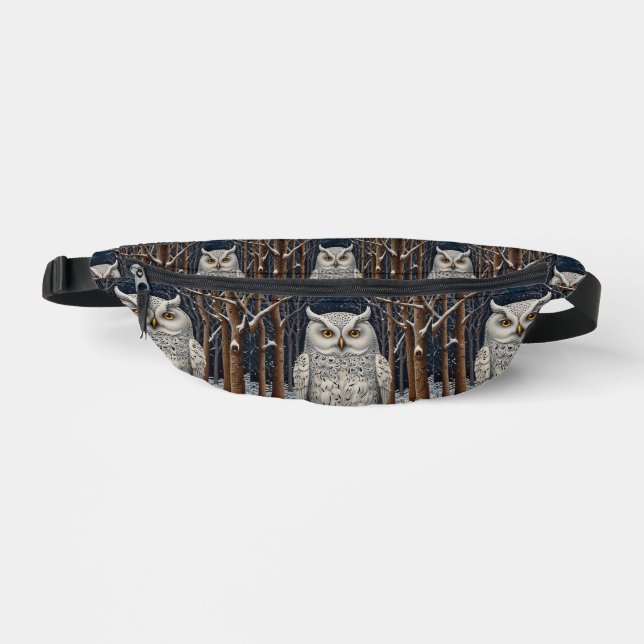 Élégante forêt d'hiver de chouette blanche boho (Recto)