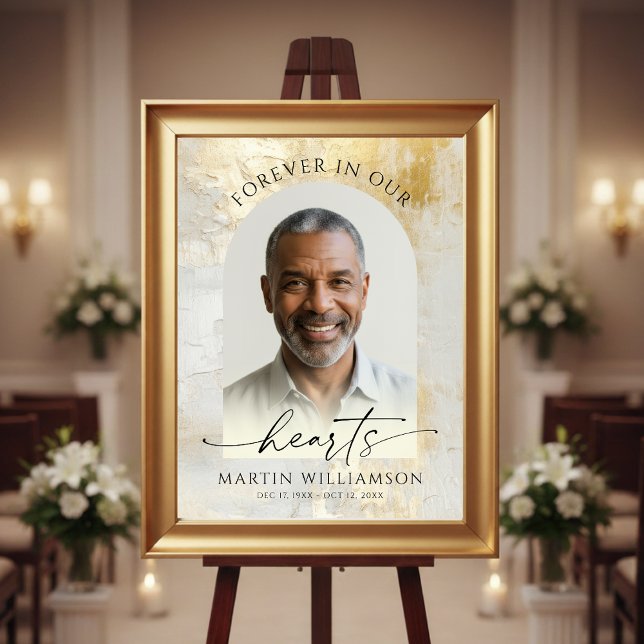 Elegante Forever-Hearts-Foto-Skript Gold-Trauerfei Poster (Von Creator hochgeladen)