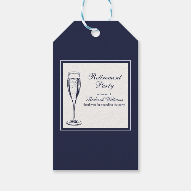 Elegante formale dunkle Bleu weiße Rente Geschenkanhänger (Vorderseite)