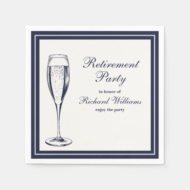 Elegante formale dunkle Bleu weiße Rente Serviette (Vorderseite)